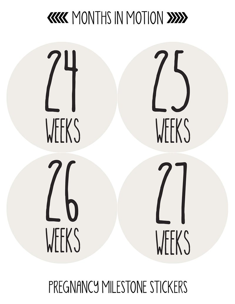 Months In Motion Pregnancy Growth Stickers | Week to Week Pregnant Expecting Photo Prop | Maternity Keepsake | Baby Bump | Weekly Stickers Photo (Set of 36) - Image 5