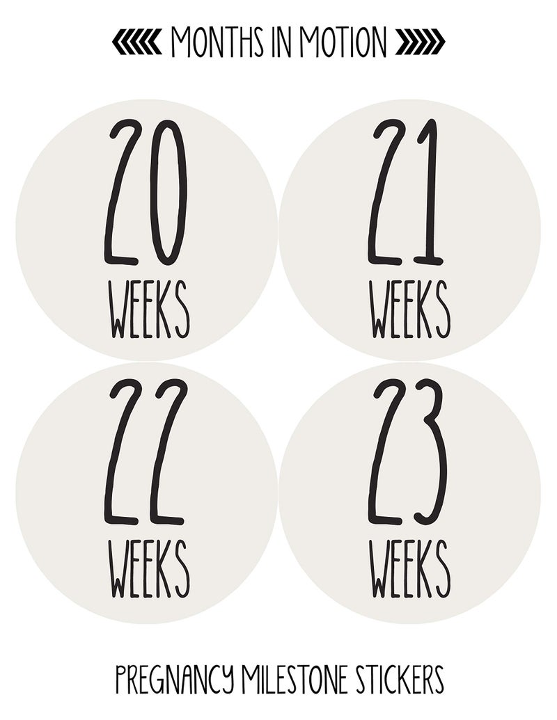 Months In Motion Pregnancy Growth Stickers | Week to Week Pregnant Expecting Photo Prop | Maternity Keepsake | Baby Bump | Weekly Stickers Photo (Set of 36) - Image 4