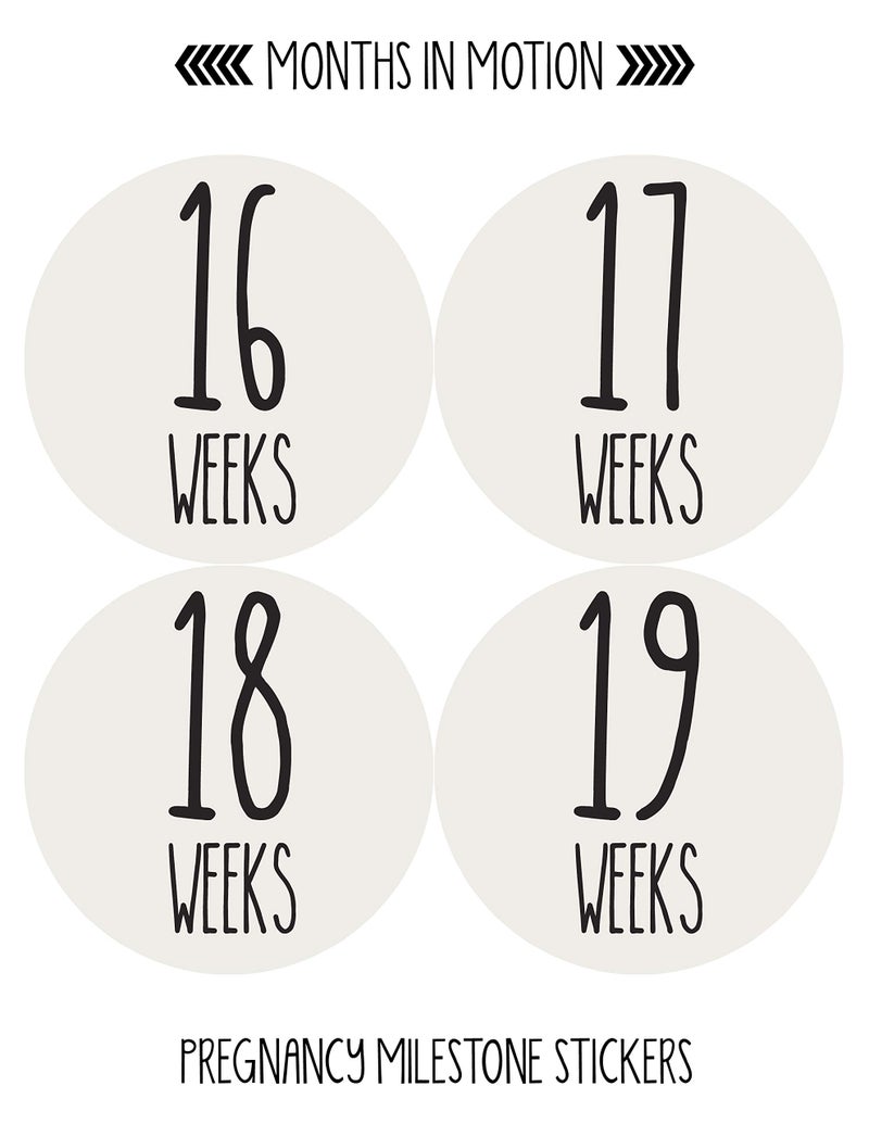 Months In Motion Pregnancy Growth Stickers | Week to Week Pregnant Expecting Photo Prop | Maternity Keepsake | Baby Bump | Weekly Stickers Photo (Set of 36) - Image 3