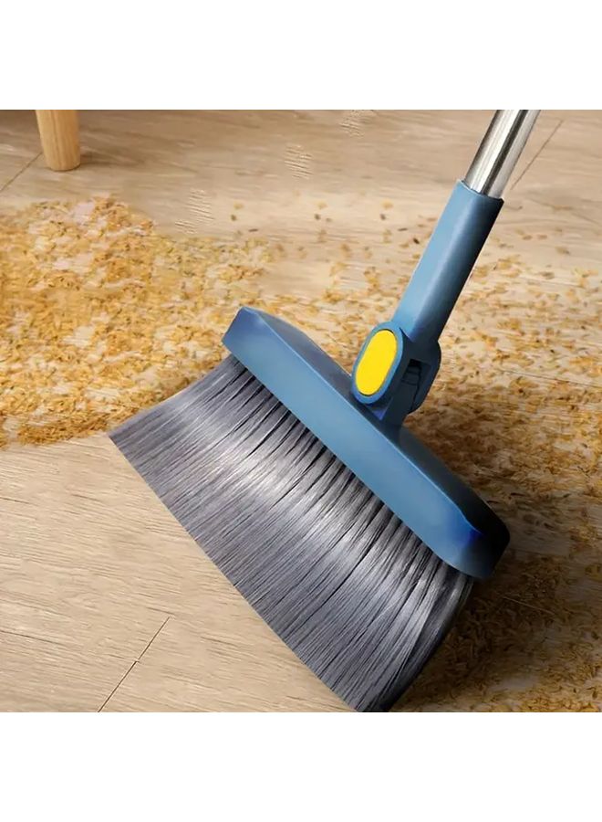 Blue 2 Piece Foldable Broom and Dustpan Set Rotatable Head for Indoor Outdoor Use - Image 4
