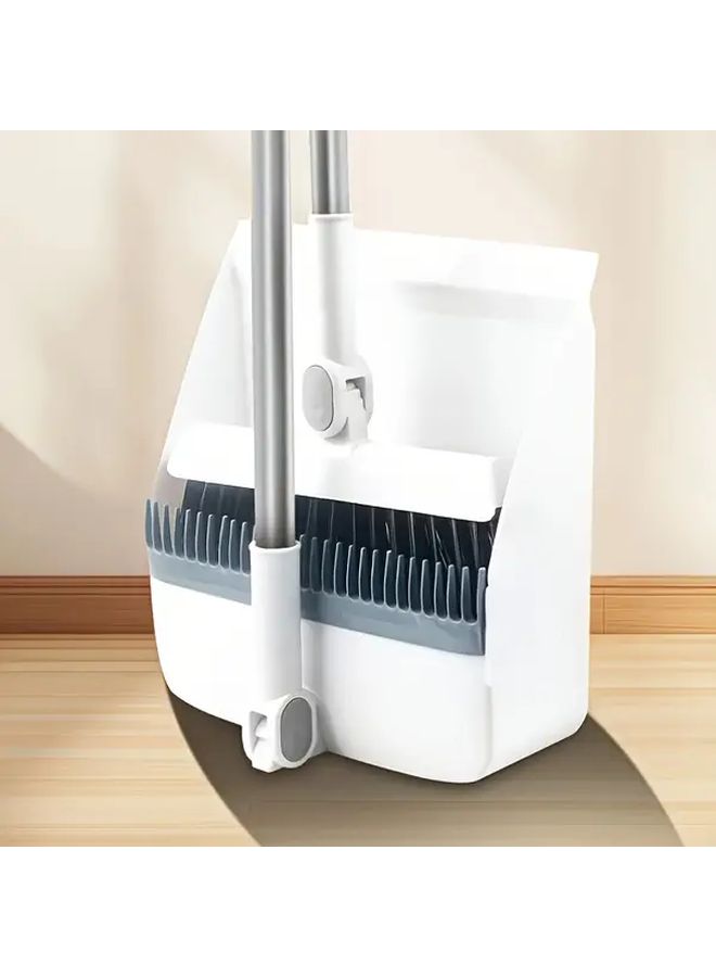 Blue 2 Piece Foldable Broom and Dustpan Set Rotatable Head for Indoor Outdoor Use - Image 5