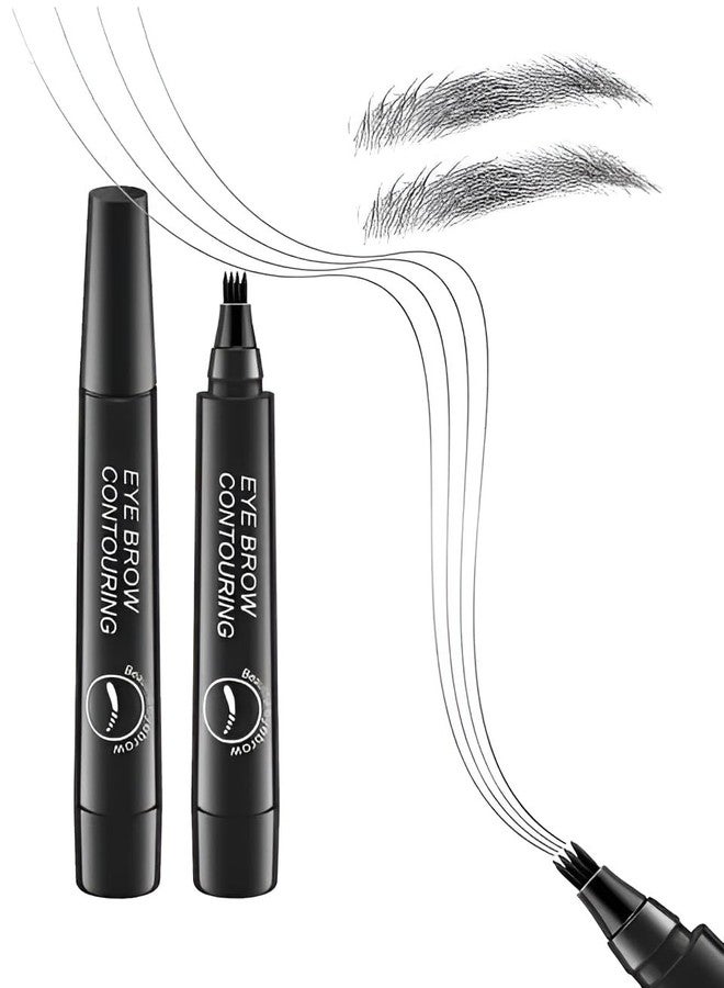 Feelon قلم تحديد الحواجب فيليون ذو الأربع نقاط، قلم حواجب سائل بتأثير المايكروبليدينغ، مقاوم للماء والتلطخ، يمنح مظهراً طبيعياً يشبه الشعر، مكياج يدوم طويلاً لتحديد شكل الحواجب (أسود) - Image 1