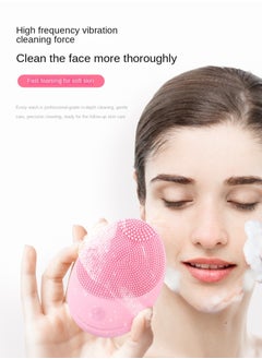 ORiTi Ultrasonic Electric Silicone Facial Cleaner Skin Friendly Silicone Facial Brush For Deep Cleaning Removing Blackhead And Massage For Men Women - Pink  - Image 1