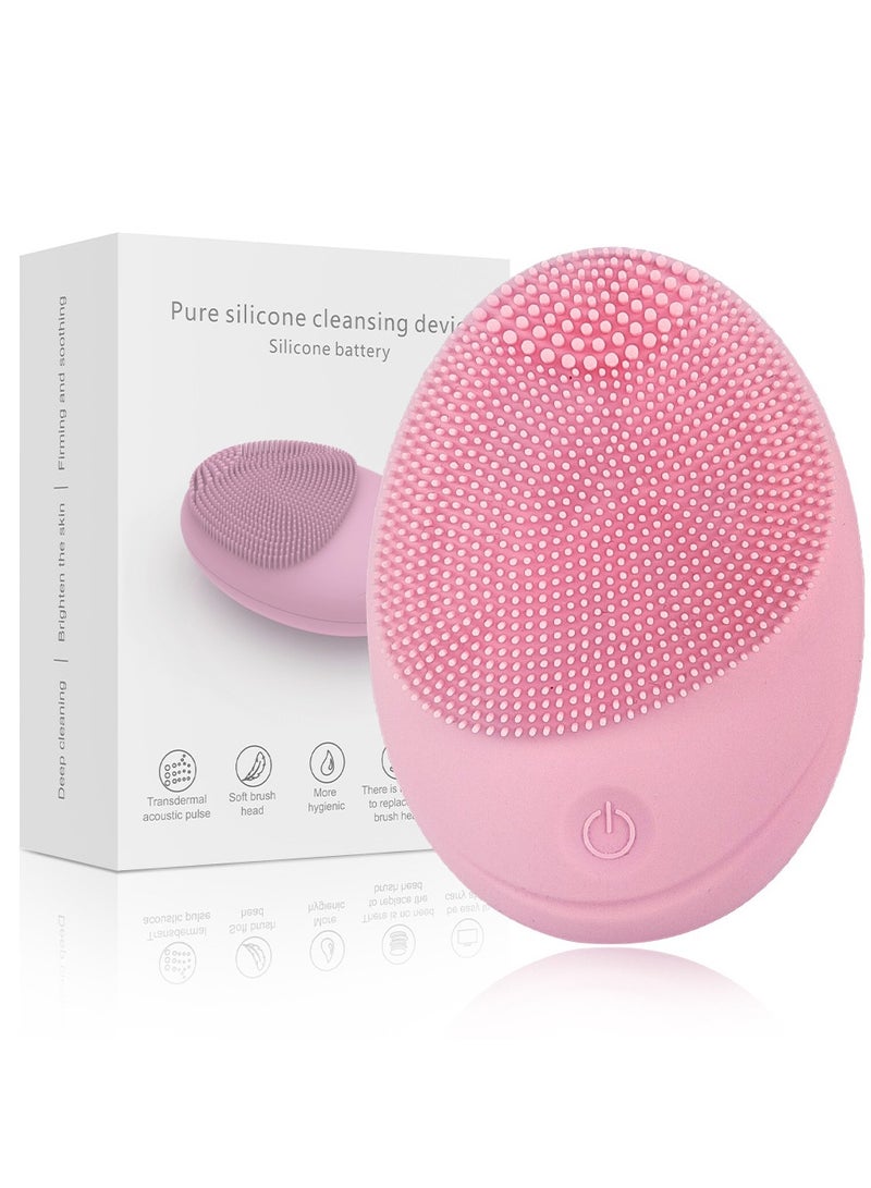 ORiTi Ultrasonic Electric Silicone Facial Cleaner Skin Friendly Silicone Facial Brush For Deep Cleaning Removing Blackhead And Massage For Men Women - Pink - Image 2