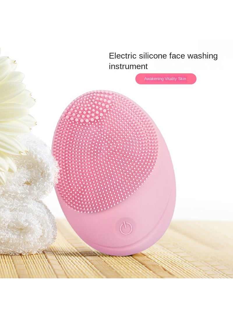 ORiTi Ultrasonic Electric Silicone Facial Cleaner Skin Friendly Silicone Facial Brush For Deep Cleaning Removing Blackhead And Massage For Men Women - Pink - Image 3