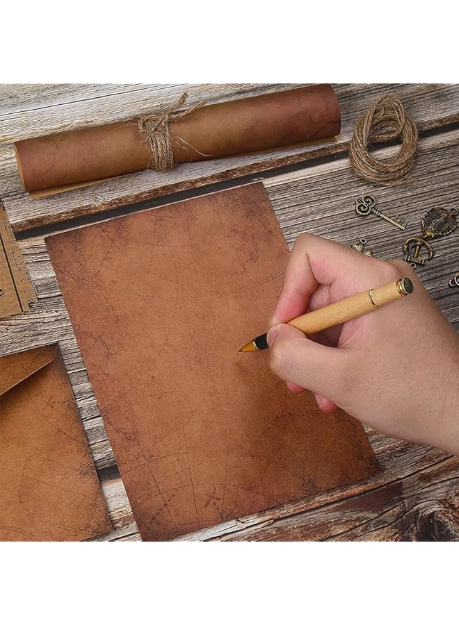 إيروريكس مجموعة ورقية ومظاريف عتيقة، ورق كتابة ومظاريف، تتضمن أوراقًا، أوراق خطابات عتيقة، مظاريف كرافت، إكسسوارات ريترو، مجموعة من 6 حبال - Image 5