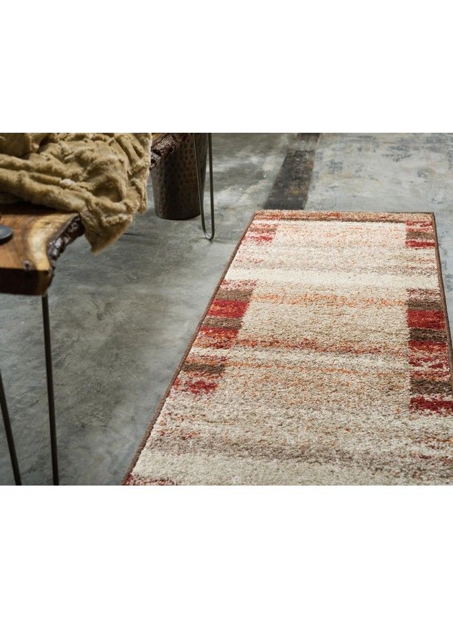 Unique Loom Autumn Collection Modern Contemporary Casual Abstract Area Rug Runner 2' 0 X 6' 0 Beige Brown Rustic - Image 3