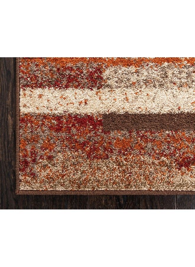 Unique Loom Autumn Collection Modern Contemporary Casual Abstract Area Rug Runner 2' 0 X 6' 0 Beige Brown Rustic - Image 5