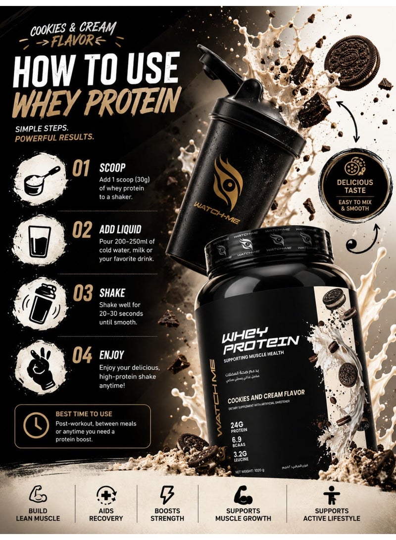 Watchme Whey Protein, Cookies and Cream Flavor, 30 Servings - Image 2