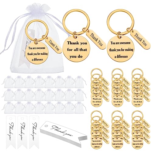 Yinkin 72 Pcs Employee Appreciation Keychain Gift Bulk Thank You Gifts for Coworker Team Staff Graduation(Gold) - Image 1