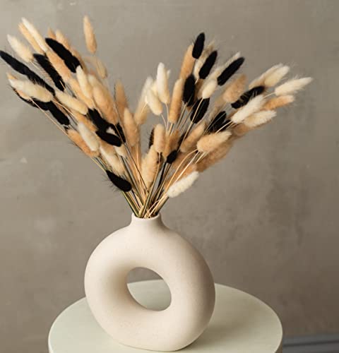 RyddeligHome 100 Stems Bunny Tails Pampas Grass Dried Flowers - 30pcs Black, 30pcs White, 40pcs Natural Brown, Boho Home & Kitchen Decor, Pampas Grass Decor - Image 4