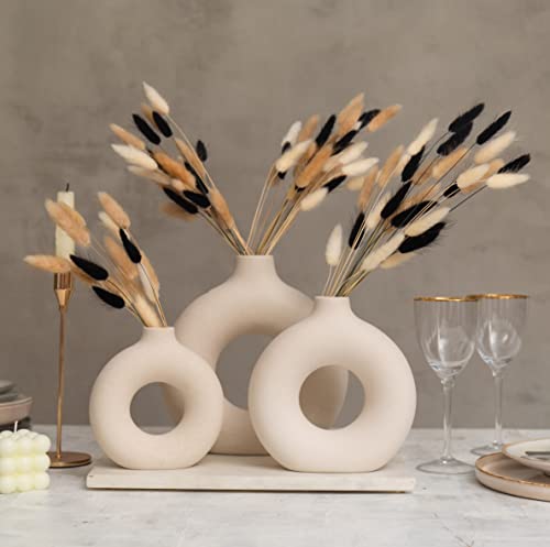RyddeligHome 100 Stems Bunny Tails Pampas Grass Dried Flowers - 30pcs Black, 30pcs White, 40pcs Natural Brown, Boho Home & Kitchen Decor, Pampas Grass Decor - Image 2