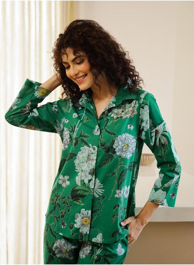 Floral Printed Cotton Shirt and Pyjama Set - pzsku/ZF9BFB1F9ED19642D80F6Z/45/_/1740487753/8be14345-ef51-4ed6-9d48-fbd8d3fafd70