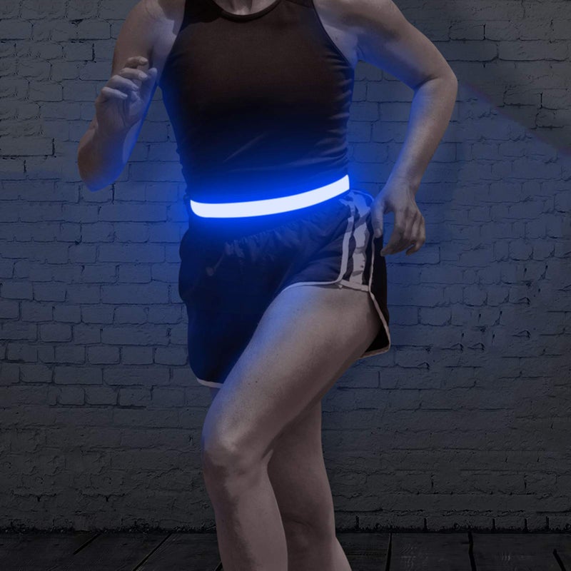 BSEEN LED Running Waist Belt - Rechargeable Reflective Gear Glowing Light Up Waistband Flashing Safety Light Belt for Runners, Joggers, Walkers, Pet Owners, Cyclists (Blue) - Image 1