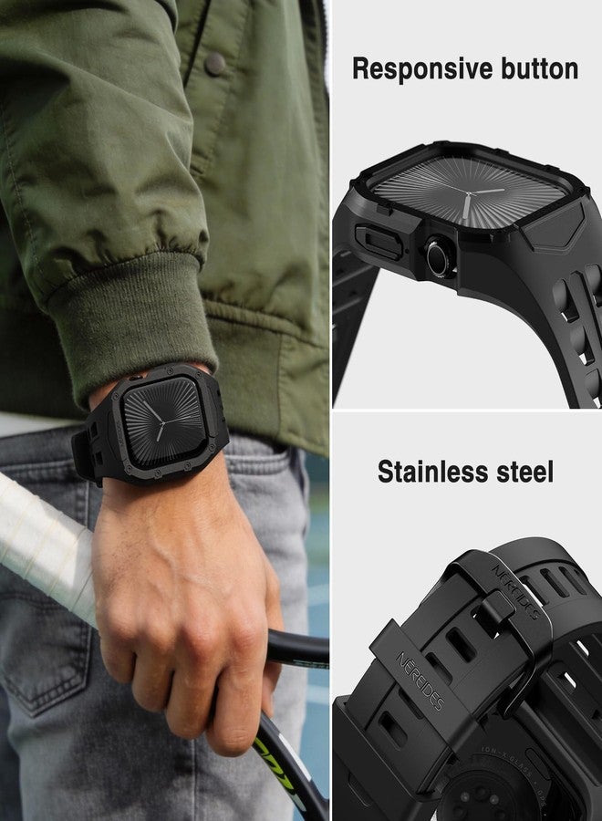 Nereides Rugged Sport band with Protective Case Compatible with Apple Watch 46mm, Shockproof Rugged Band for apple watch series 11/10 (Black) - Image 4