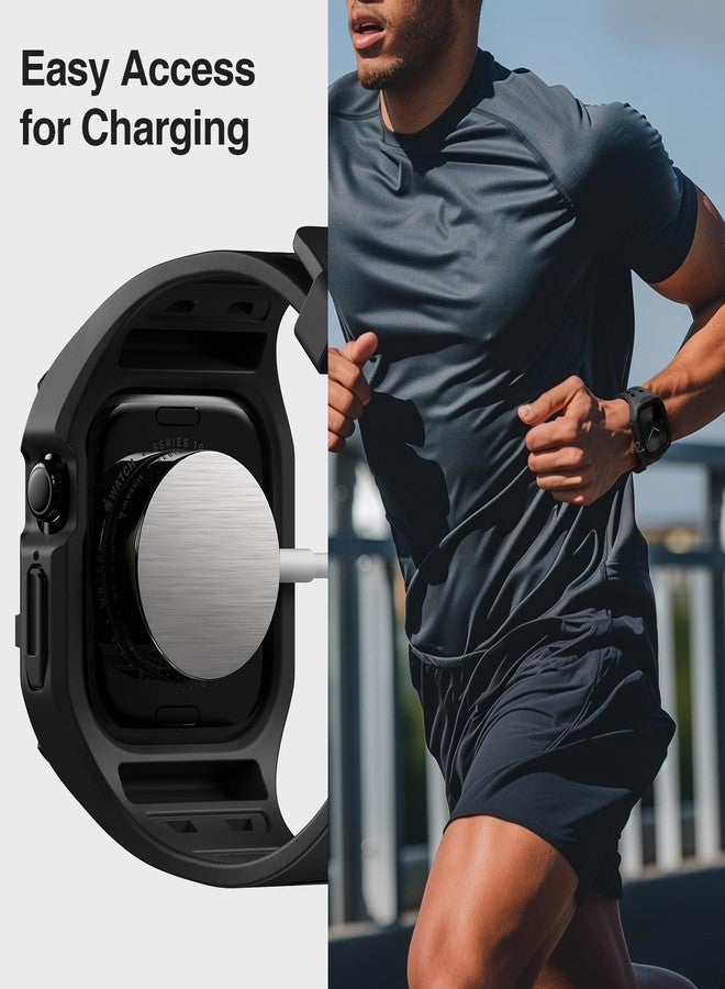 Nereides Rugged Sport band with Protective Case Compatible with Apple Watch 46mm, Shockproof Rugged Band for apple watch series 11/10 (Black) - Image 5