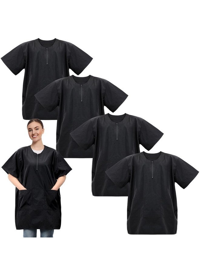 Bonuci Bonuci 4 Pack Pet Grooming Work Clothes with Zipper, 3XL Size, Anti Static Splash Proof Barber Smock Pet Dog Grooming Smocks Cosmetologist Uniforms for Pet Shop Women Men - Image 1