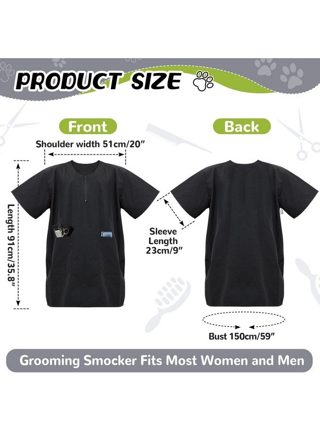 Bonuci Bonuci 4 Pack Pet Grooming Work Clothes with Zipper, 3XL Size, Anti Static Splash Proof Barber Smock Pet Dog Grooming Smocks Cosmetologist Uniforms for Pet Shop Women Men - Image 2