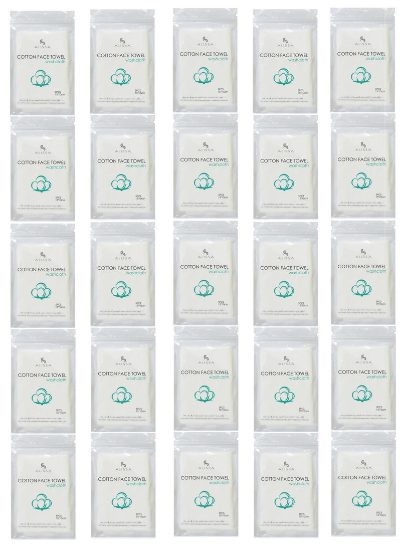 اليسا عبوة من 25 منشفة قطنية 100% - 5 قطع في كل عبوة محكمة الغلق، مناديل ناعمة مضادة للحساسية للوجه واليدين (15×10 سم) - Image 1
