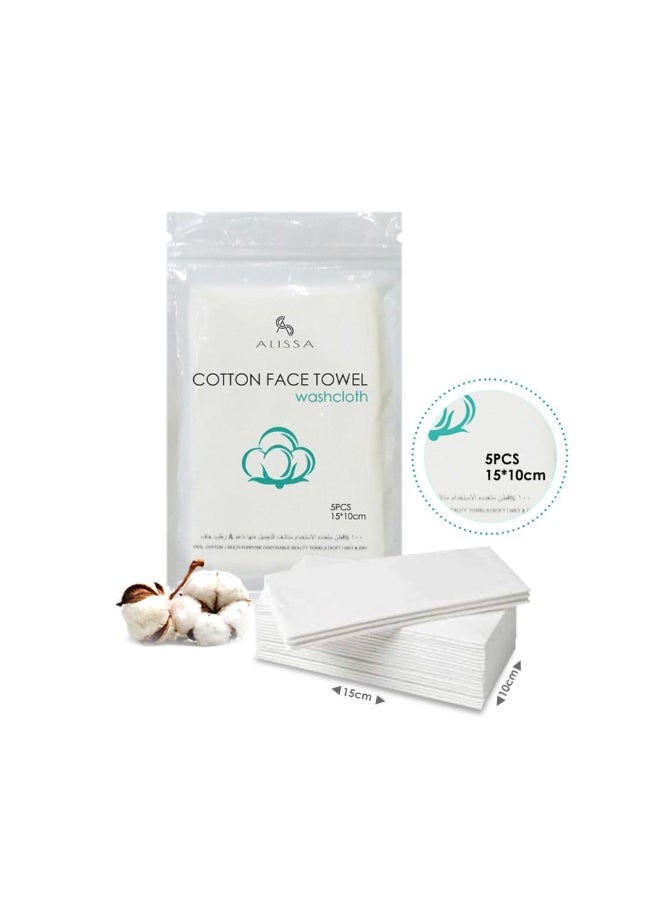 اليسا عبوة من 25 منشفة قطنية 100% - 5 قطع في كل عبوة محكمة الغلق، مناديل ناعمة مضادة للحساسية للوجه واليدين (15×10 سم) - Image 3