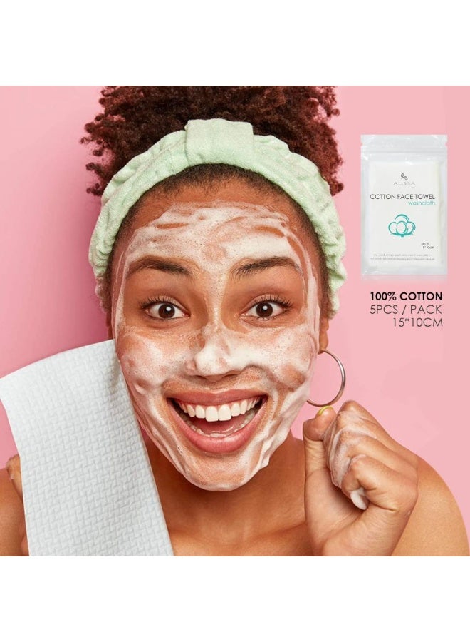 اليسا عبوة من 25 منشفة قطنية 100% - 5 قطع في كل عبوة محكمة الغلق، مناديل ناعمة مضادة للحساسية للوجه واليدين (15×10 سم) - Image 5
