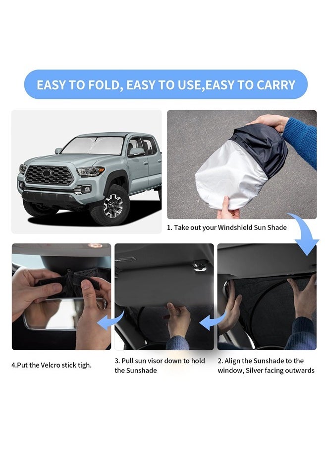 240T Thickened Automotive Glass Sunshade and Comes with Storage Bag,Keep Car Interior Cool,Universal Windshield Sun Shade Fit for Cars,Trucks,SUVs