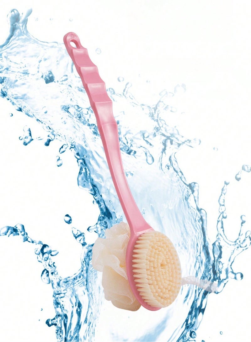 Loquat Long-Handle Bath Brush with Natural Bristles – Exfoliating  Massaging Body Scrubber for Wet  Dry Use - Image 1
