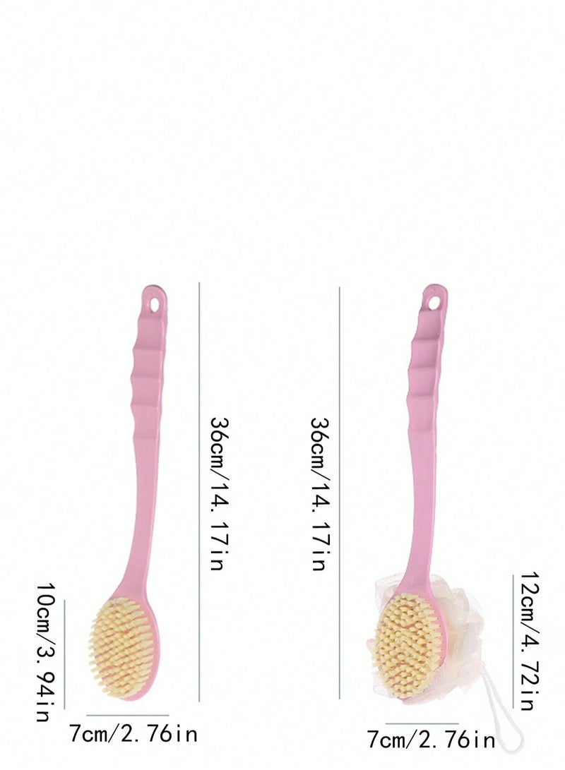 Loquat Long-Handle Bath Brush with Natural Bristles – Exfoliating  Massaging Body Scrubber for Wet  Dry Use - Image 4