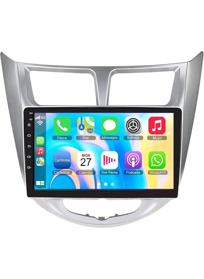 Vierex Fit Hyundai ACCENT Car Stereo Accent Android Screen 2012-2017 With Apple Carplay Android Auto Wireless WiFi DSP FM&AM BT AHD Camera Included Fast QLED (8+128GB 8CORE Carplay) - Image 1