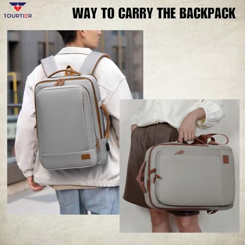 TOURTIER Stylish Laptop Backpack for Men & Women with USB Charging Port, Compatible Laptop 15.5-inch (GREY) - Image 5