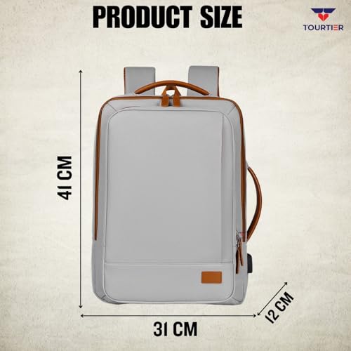TOURTIER Stylish Laptop Backpack for Men & Women with USB Charging Port, Compatible Laptop 15.5-inch (GREY) - Image 2