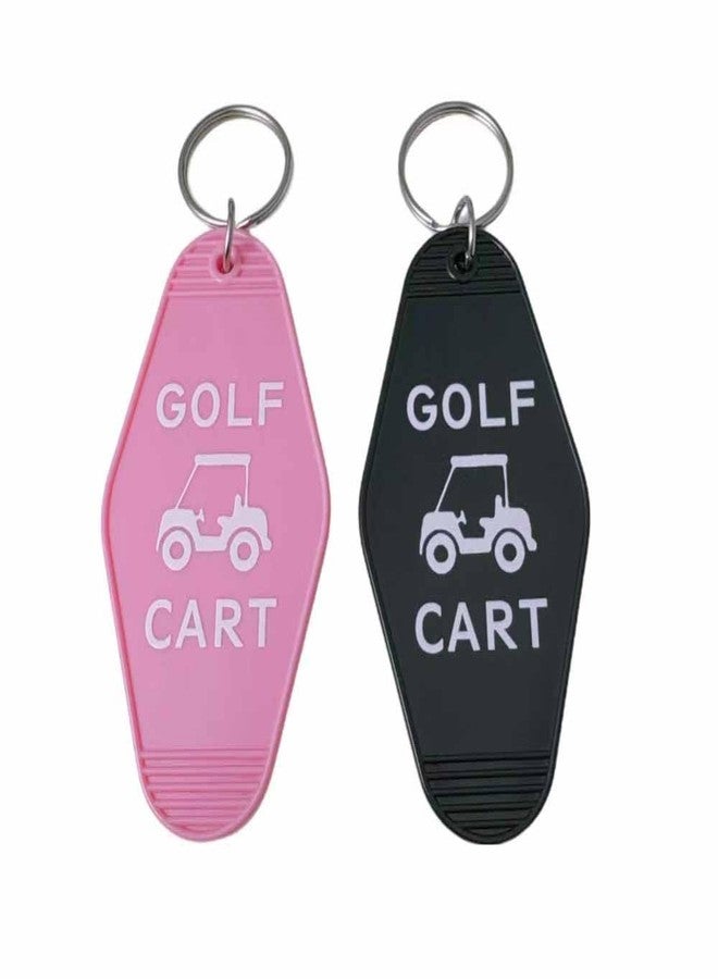 Lemua Golf Cart Keychain - Plastic Motel Style Key Ring for Golfers, Bulk Golf Accessories, Unique Golf Gifts for Men & Women Pink and Black - Image 1