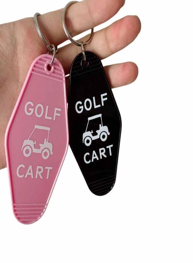 Lemua Golf Cart Keychain - Plastic Motel Style Key Ring for Golfers, Bulk Golf Accessories, Unique Golf Gifts for Men & Women Pink and Black - Image 2