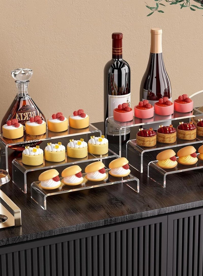 لوكسا 6 قطع حاملة عرض كبيرة بطول 12 بوصة من الأكريليك الشفاف لتنظيم أدوات التجميل، رف لتنظيم العطور، حامل للحلويات والكب كيك للحفلات، منظم عرض للأحذية ومنظم عرض لمستلزمات التجميل - Image 2