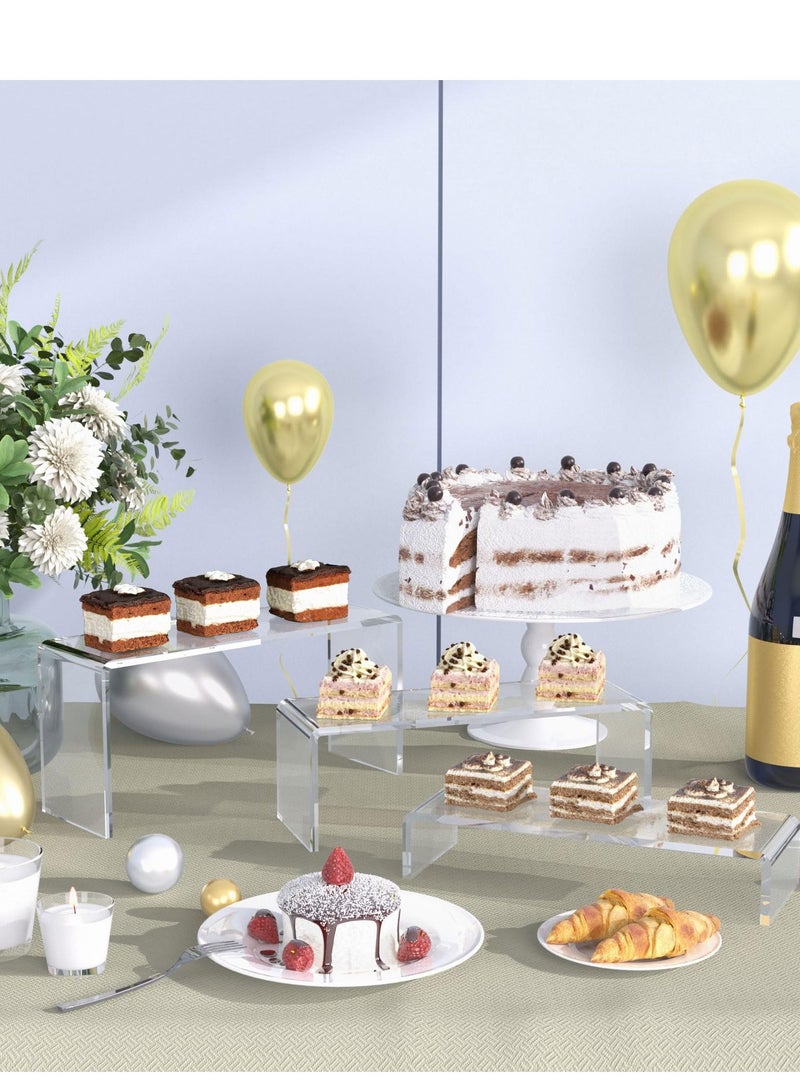 لوكسا 6 قطع حاملة عرض كبيرة بطول 12 بوصة من الأكريليك الشفاف لتنظيم أدوات التجميل، رف لتنظيم العطور، حامل للحلويات والكب كيك للحفلات، منظم عرض للأحذية ومنظم عرض لمستلزمات التجميل - Image 3