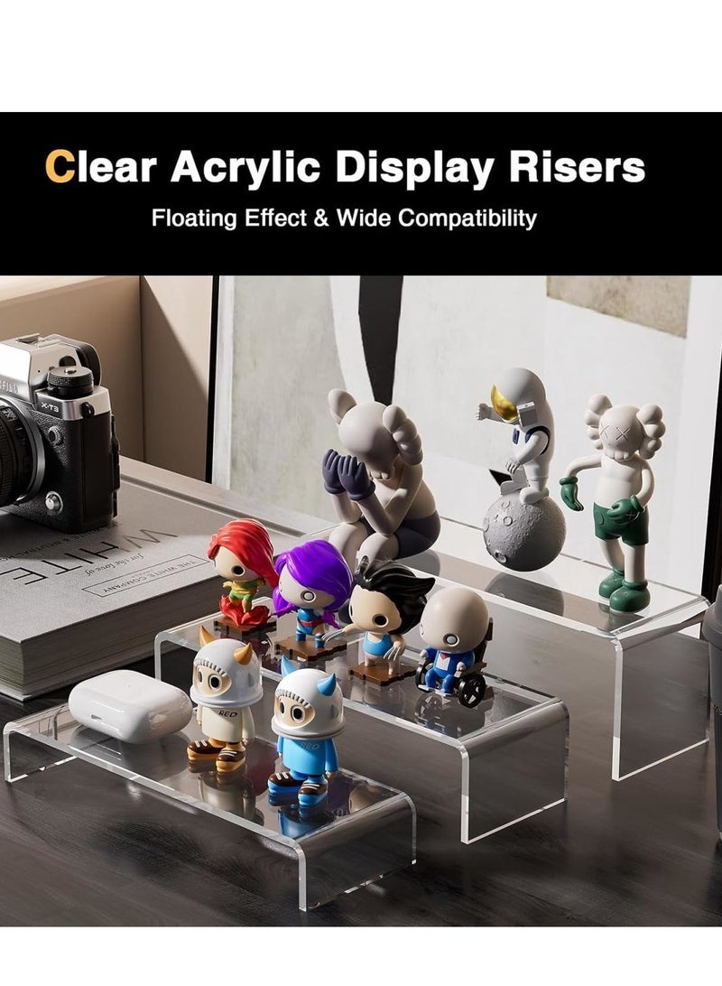 لوكسا 6 قطع حاملة عرض كبيرة بطول 12 بوصة من الأكريليك الشفاف لتنظيم أدوات التجميل، رف لتنظيم العطور، حامل للحلويات والكب كيك للحفلات، منظم عرض للأحذية ومنظم عرض لمستلزمات التجميل - Image 4