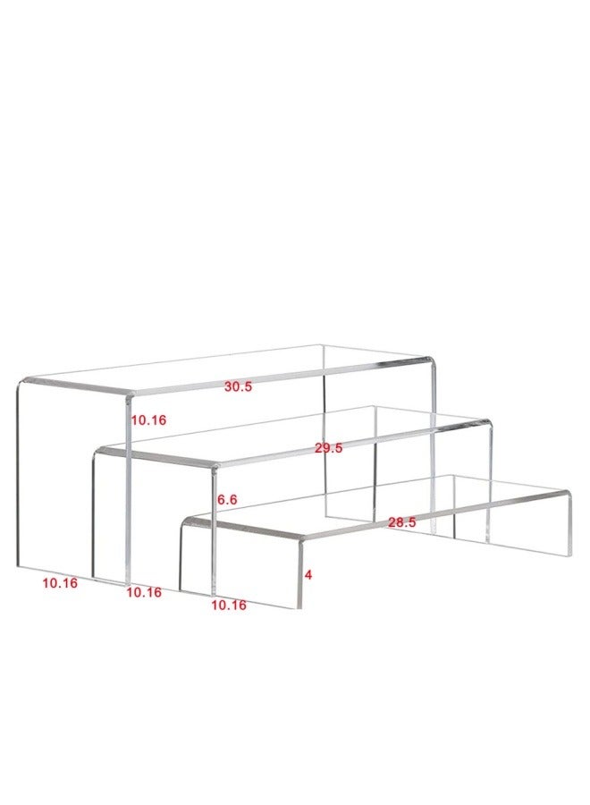 لوكسا 6 قطع حاملة عرض كبيرة بطول 12 بوصة من الأكريليك الشفاف لتنظيم أدوات التجميل، رف لتنظيم العطور، حامل للحلويات والكب كيك للحفلات، منظم عرض للأحذية ومنظم عرض لمستلزمات التجميل - Image 5