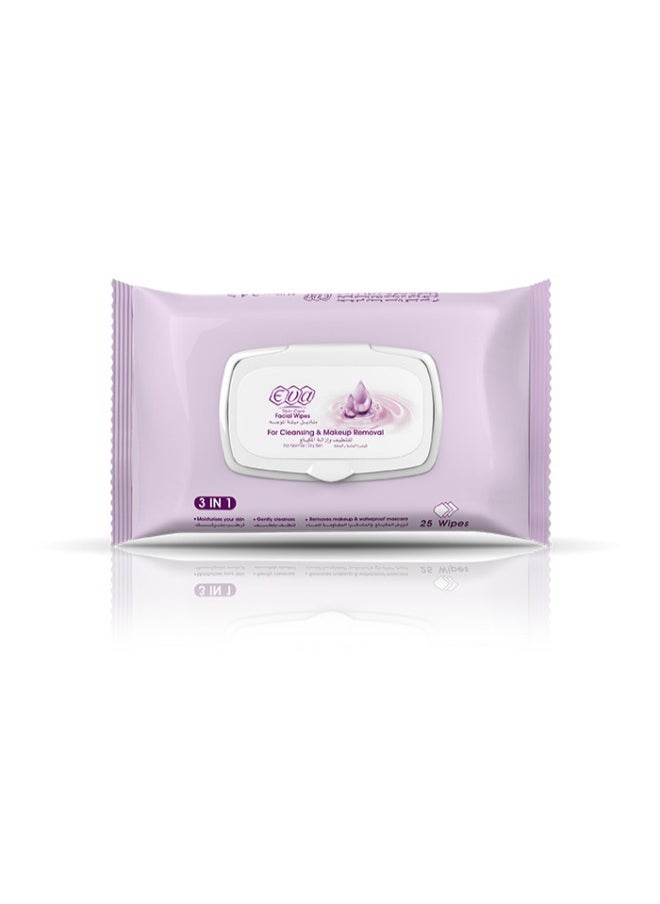 Eva Cleansing & Makeup Removal Facial Wipes For Normal/Dry Skin (25 Wipes) 