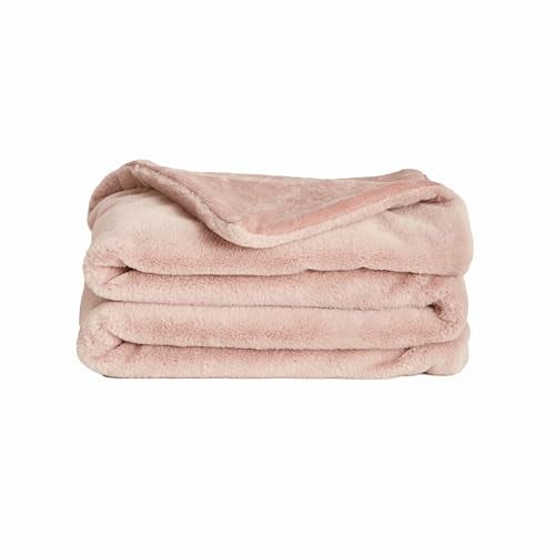 UnHide Lil’ Marsh Faux Fur Blanket - Lightweight, Soft Throw Blanket - Machine Washable - Ideal for Bed, Couch, or Reading Chair- Small (50" x 60") Rosy Baby - Image 1