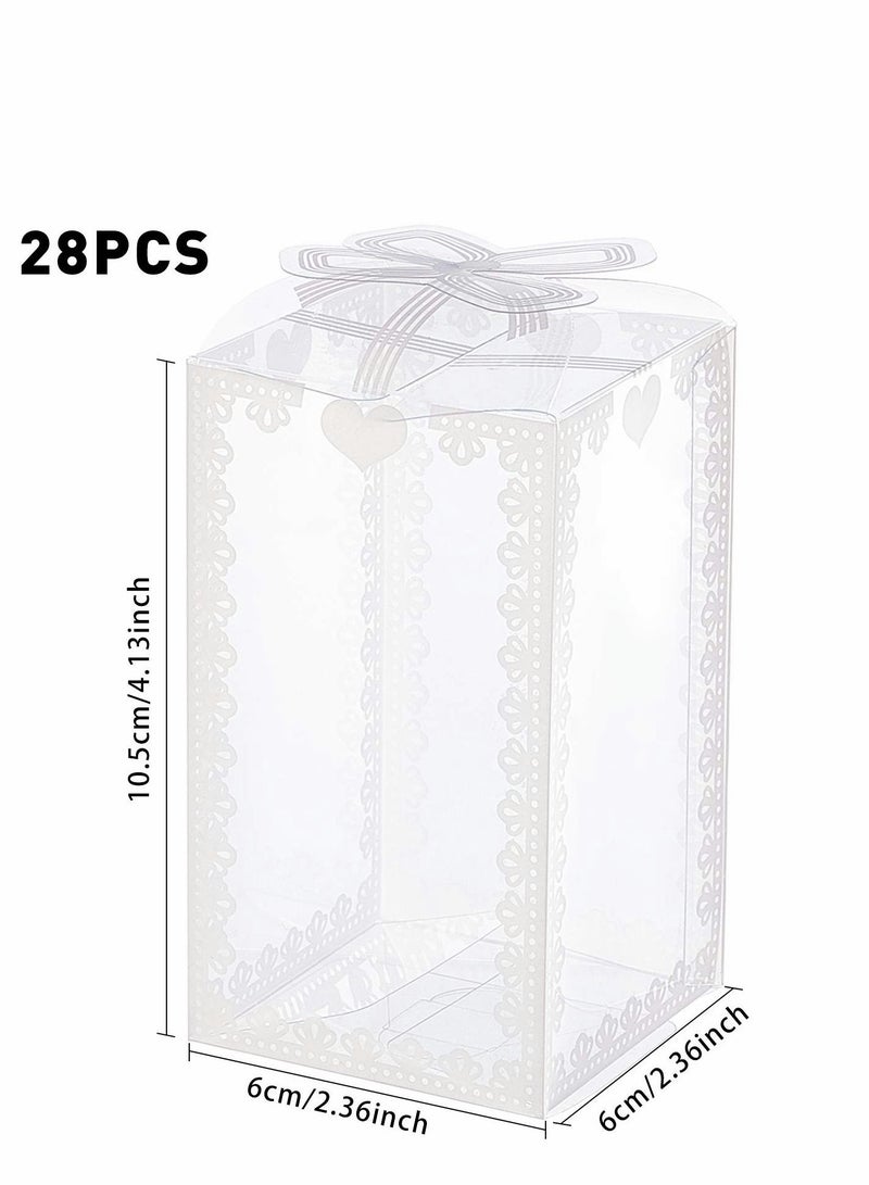 SYOSI Rectangle Bow Knot Pattern Clear Plastic Favor Boxes Gift Boxes for Wedding Birthday Party, Valentine's Gift Packaging, 2.3x2.3x4 Inch ( 28PCS ) - Image 2