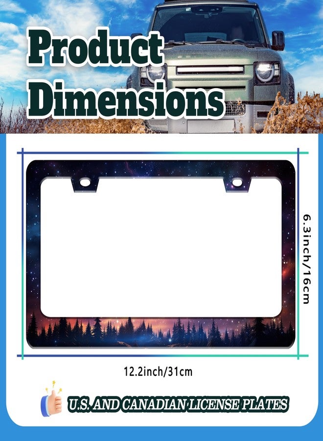 TINALUIN Starry Sky Galaxy License Plate Frame Beautiful Night Forest Funny License Plate Holder for Front or Rear Car Tags Durable Stainless Steel Car Decoration with Screws 6.3 X 12.2 in for Men Women - Image 3