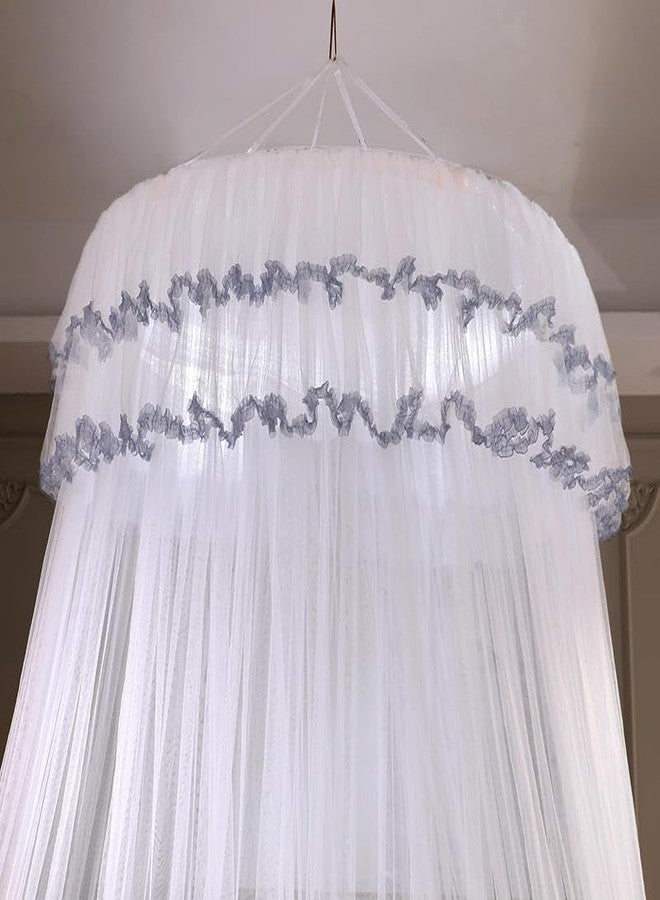 Kertnic Mosquito Net Bed Canopy for Girls, Princess Canopy Bed Curtain Fine Sheer Mesh Dome Bed Canopies, Kids & Adults Lace Tent for Twin Full Queen King Bed (White) - Image 5