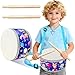 Blvochnnt Kid Drum Set8 Inch Wooden Drum ToysSensory Educational Musical Instrument Toy with Adjustable Strap2 Drumsticks for ToddlerBaby Girls Boys Astronauts Animals Dinosaurs - Image 2
