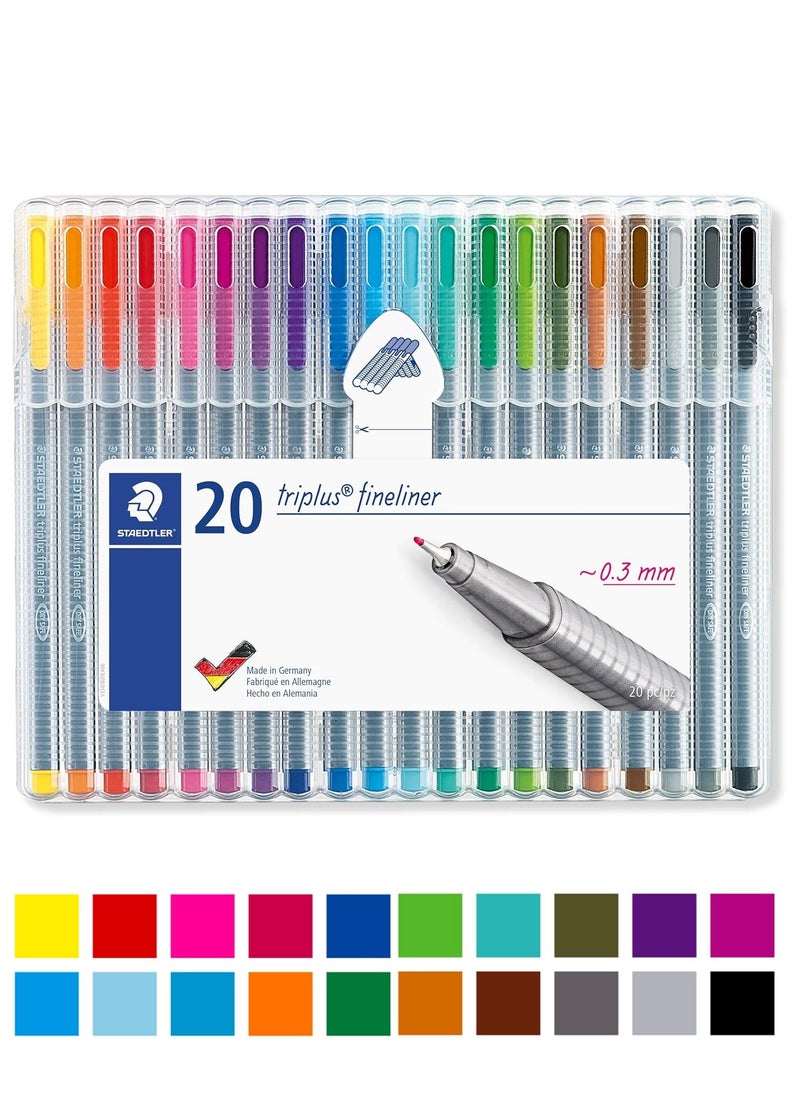 STAEDTLER - 20-Piece Triplus Fineliner Superfine 0.3mm Tip Multicolour - Image 1