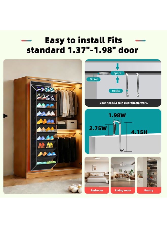 Paulone 10-Pocket Multi-Use Over the Door Organizer, Heavy Duty 95lbs Capacity with Breathable Mesh, Versatile Hanging Storage for Shoes, Toys, Office Supplies-Classic (Black, 10-Shelf,) - Image 5