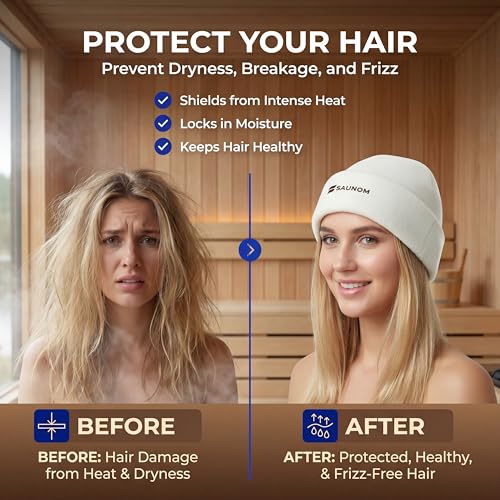 SAUNOM Premium Soft Sauna Beanie or Hat for Men and Women — 100% Merino Wool — Ultra Soft, Breathable, Itch-Free and Odor Resistant Sauna Cap — Ideal Banya Hat White - Image 5