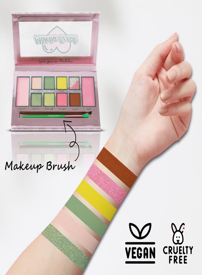 Profusion Cosmetics Matcha Break 10 Shade Eye and Face Palette with Brush, Multi Finish Palette to Achieve Eye Catching Bold Looks - Image 5