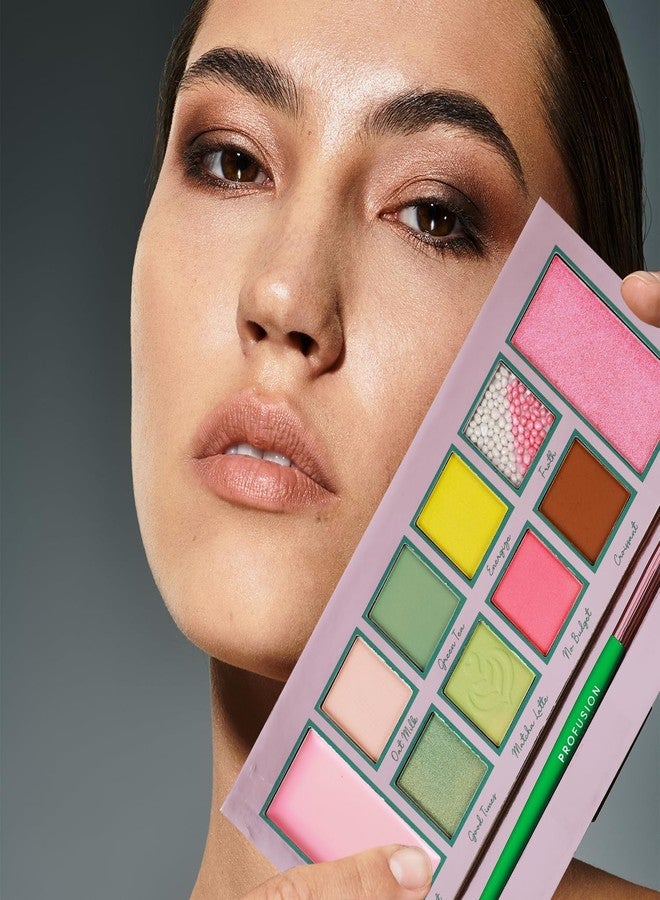 Profusion Cosmetics Matcha Break 10 Shade Eye and Face Palette with Brush, Multi Finish Palette to Achieve Eye Catching Bold Looks - Image 2