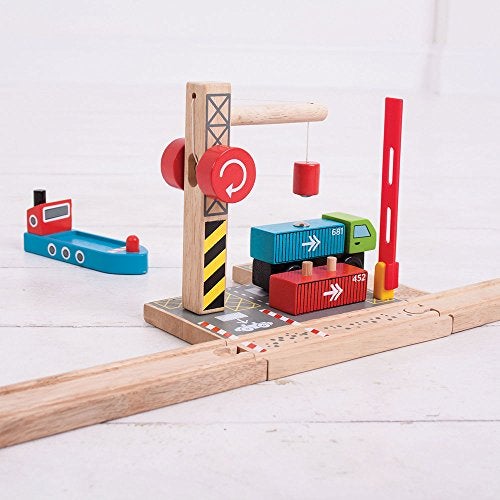 Bigjigs Rail, Shipping Container Yard, Wooden Toys, Wooden Crane, Wooden Train Track Accessories, Bigjigs Train Accessories, Train Toy, Kids Train Set - Image 2