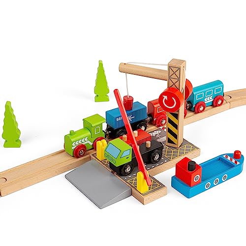 Bigjigs Rail, Shipping Container Yard, Wooden Toys, Wooden Crane, Wooden Train Track Accessories, Bigjigs Train Accessories, Train Toy, Kids Train Set - Image 4
